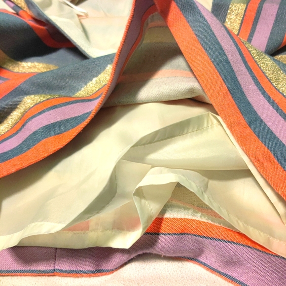 🗺️ J. Crew Lined Metallic Multi-Striped Mini Skirt Size 0 or XS Casual Clubbing - Picture 6 of 13